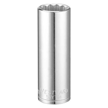 WESTWARD 3/8 in Drive, 16mm Triple Square Metric, Socket, 12 Points,  Steel, Chrome, 16 mm