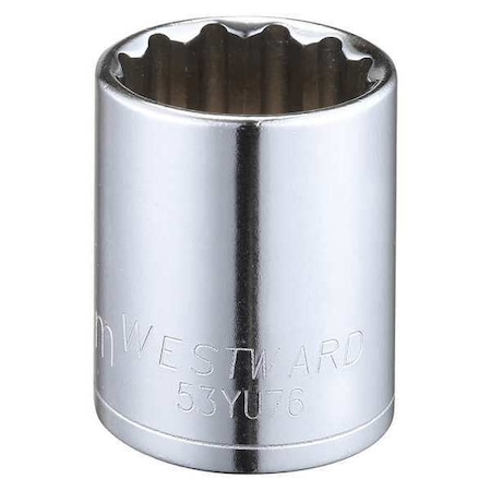 WESTWARD 1/2 in Drive, 25mm Triple Square Metric Socket, 12 Points,  Steel, Chrome, 25 mm