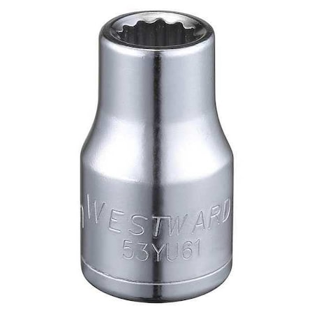 WESTWARD 1/2 in Drive, 10mm Triple Square Metric, Socket, 12 Points,  Steel, Chrome, 10 mm