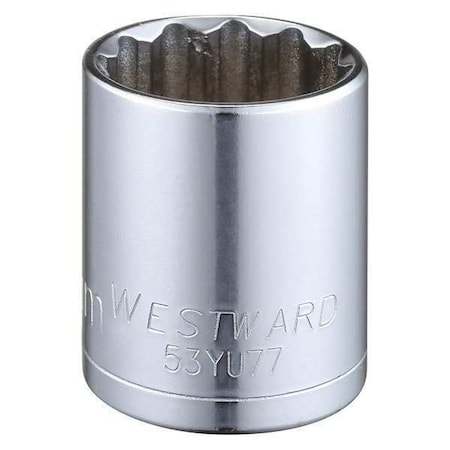 WESTWARD 1/2 in Drive, 26mm Triple Square Metric Socket, 12 Points,  Steel, Chrome, 26 mm