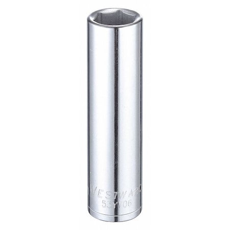 WESTWARD 1/2 in Drive, 15mm Hex Metric, Socket, 6 Points,  Steel, Chrome, 15 mm