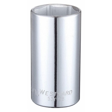 WESTWARD 1/2 in Drive, 1-5/16" Hex SAE, Socket, 6 Points,  Steel, Chrome, 1 5/16 in