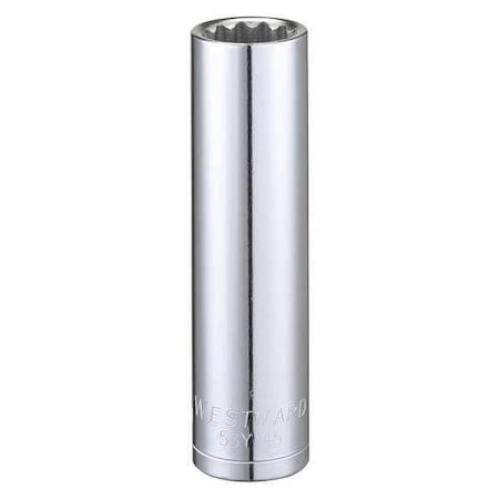 WESTWARD 1/2 in Drive, 15mm Triple Square Metric, Socket, 12 Points,  Steel, Chrome, 15 mm