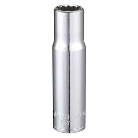 WESTWARD 1/2 in Drive, 13mm Triple Square Metric Socket, 12 Points,  Steel, Chrome, 13 mm