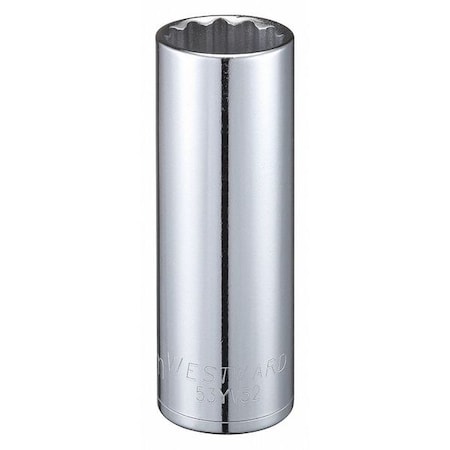 WESTWARD 1/2 in Drive, 22mm Triple Square Metric, Socket, 12 Points,  Steel, Chrome, 22 mm