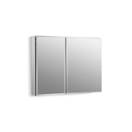 Aluminum Two-Door Medicine Cabinet With Mirrored Doors, Beveled Edges 35"Wx26"H