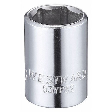 WESTWARD 1/4 in Drive, 7/16" Hex SAE Socket, 6 Points,  Steel, Chrome, 7/16 in