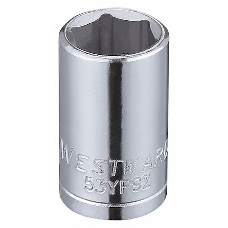 WESTWARD 1/4 in Drive, 9mm Hex Metric, Socket, 6 Points,  Steel, Chrome, 9 mm
