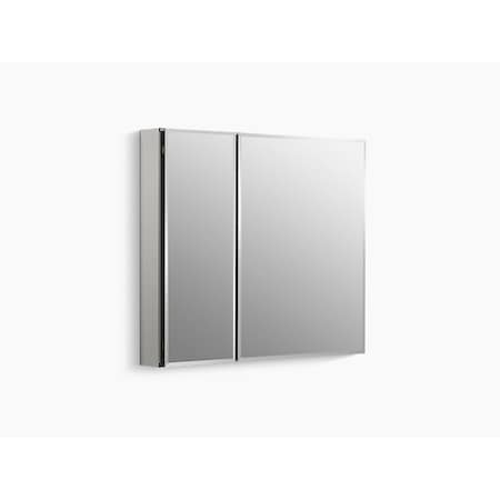 Aluminum Two-Door Medicine Cabinet With Mirrored Doors, Beveled Edges 30"Wx26"H