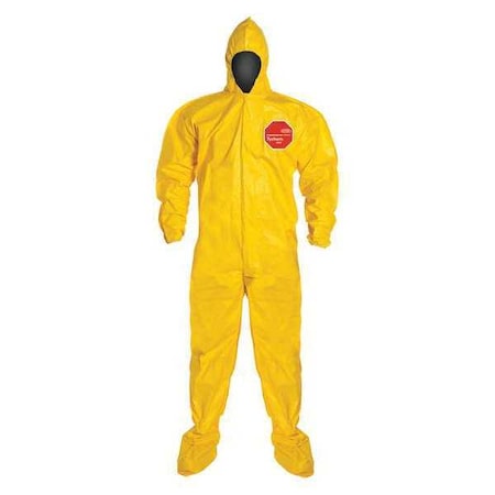 Standard Fit Hood. Stormflap. Elastic Wrists. Attached Socks. Storm Flap with Adhesive Closure. Yellow. 5X