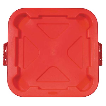 BRUTE(R) 28 gal Trash Can Lid, Flat Red, Plastic, 0 Openings 22 in W/Dia