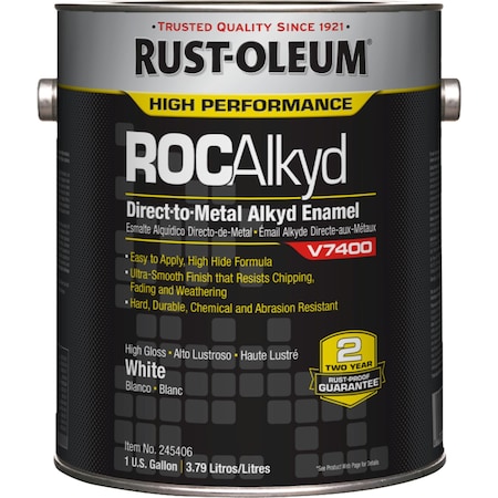 Interior/Exterior Paint, High Gloss, Oil Base, White, 1 gal
