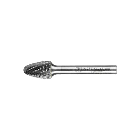 Carbide Bur - Tree Shape, DBL Cut - 1/2" x 3/4" x 1/4" Shank - SF-13