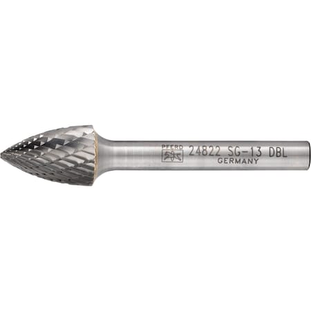 Carbide Bur - Tree Shape (Pointed), DBL Cut - 1/2" x 3/4" x 1/4" Shank - SG-13