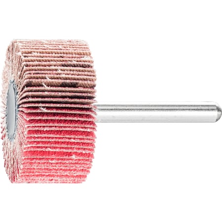 1-1/2" x 1" Mounted Flap Wheel - 1/4" Shank - Ceramic Oxide - 120 Grit