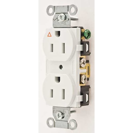 Straight Blade Receptacle, 5-15R, 15 A, 125V AC, 2 Pole, 3 Wire, Flush Mount, Isolated Ground