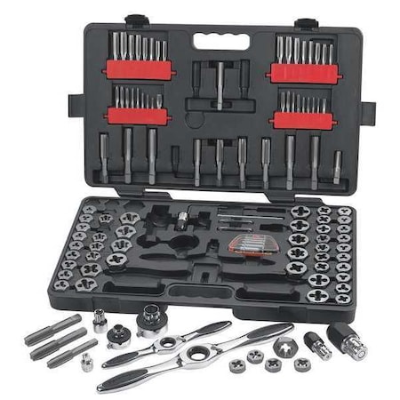 Ratcheting Tap and Die Set, 114 Piece, SAE/Metric