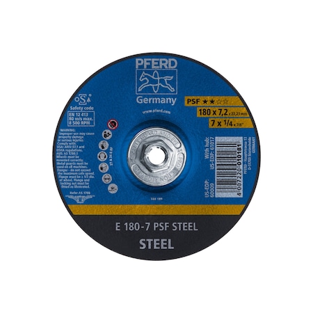 7" x 1/4 Grinding Wheel, 5/8-11 Thd. - PSF STEEL - Type 27