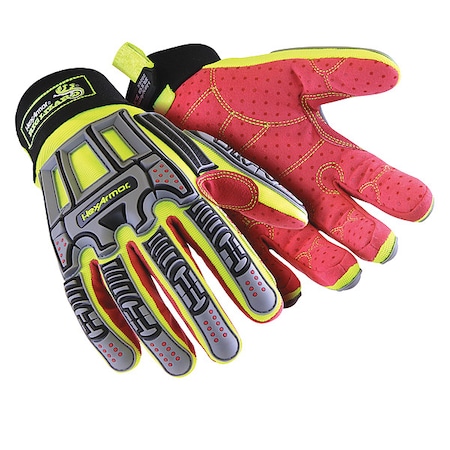 Rig Lizard(R) 2028X Mechanics Gloves, Synthetic Leather Palm, L, High-Visibility Yellow