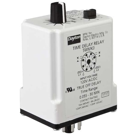 Single Function Time Delay Relay, Octal, Off Delay, 1 Functions 24V AC/DC, DPDT