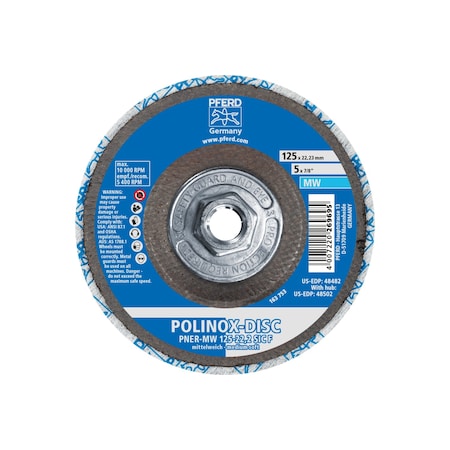 Unitized Disc 3Sf,5"x5/8"-11", Type 27, 5 in Dia, 1/2 in Thick