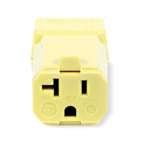 Straight Blade Connector, 5-20R, 20 A, 125V AC, 2 Pole, 3 Wire, Screw Terminals, Yellow