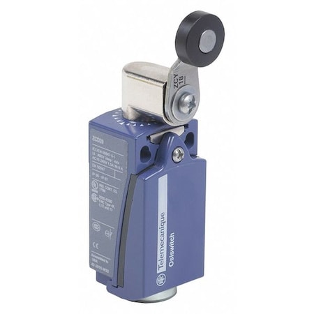 Limit Switch, Roller Lever, Rotary, 1NC/1NO, 10A at 240V AC, Actuator Location: Side