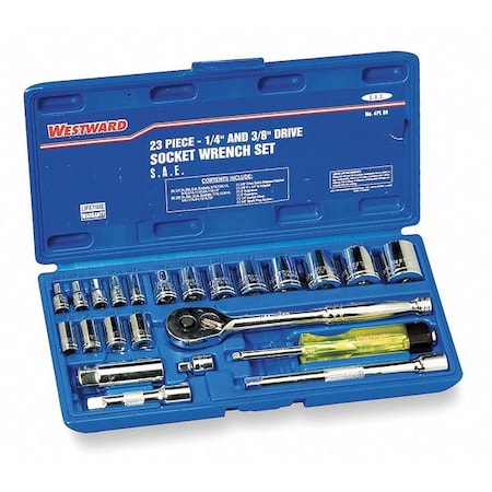 Socket Wrench Set,SAE,1/4",3/8" Dr,23 pc