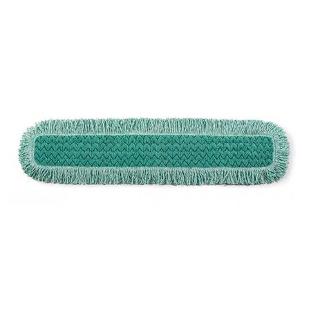 36 in L Dust Mop, Hook-and-Loop Connection, Fringe End, Green, Microfiber