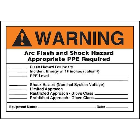 Label,3-1/2x5,Warning Arc Flash and, LELC318