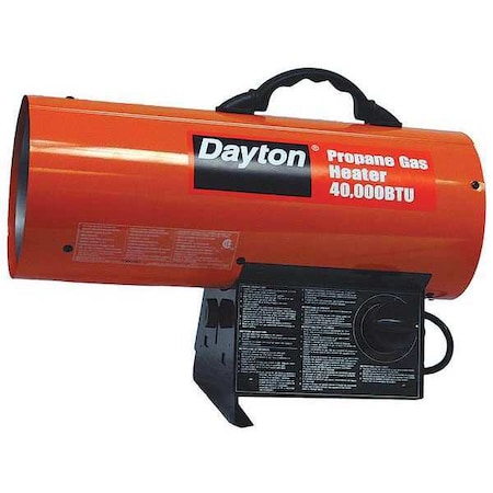 Portable Gas Torpedo Heater, Liquid Propane, Intermittent Spark, 8 1/8 in Wx 19 5/16 in L