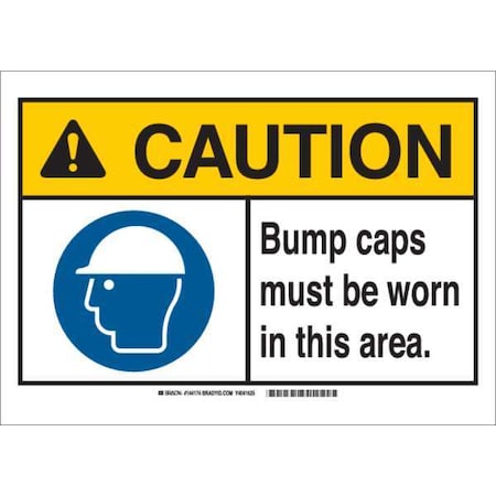 Caution Sign, 7 in Height, 10 in Width, Plastic, Rectangle, English