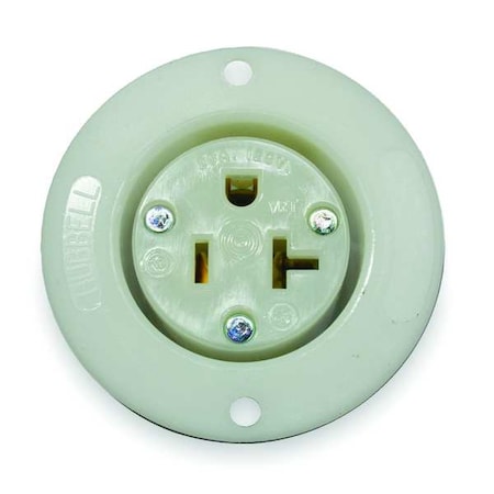 Straight Blade Receptacle, 5-20R, 20 A, 125V AC, 2 Pole, 3 Wire, Flush Mount, Grounded