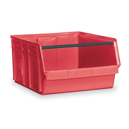 Storage Bin, Polyethylene, Red, 11 7/8 in H, 18 3/8 in W, 29 in L