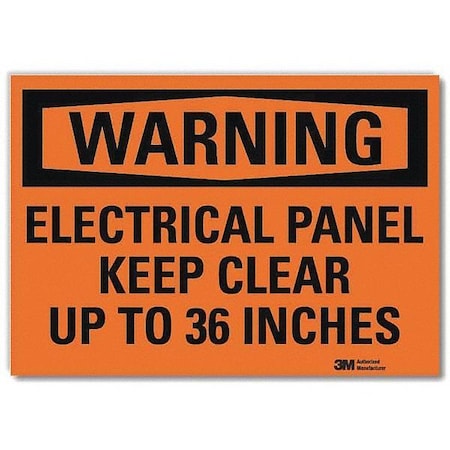 Warning Sign,Electrical Panel,14 in. W