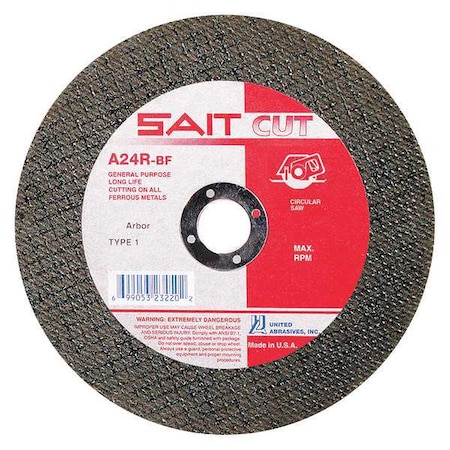 Abrasive Cut-Off Wheel, Type 1, 4 1/2 in Dia, 0.0938 in Thick, 7/8 in Arbor Hole Size, 24 Grit