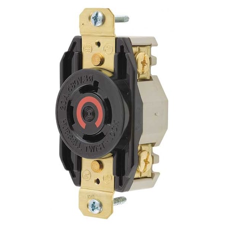 Locking Receptacle, L16-20R, 20 A, 480V AC, Three Phase, 3 Pole, Flush Mount, Screw Terminals