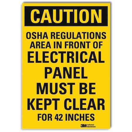 Safety Sign,OSHA Regulations,10 in. H