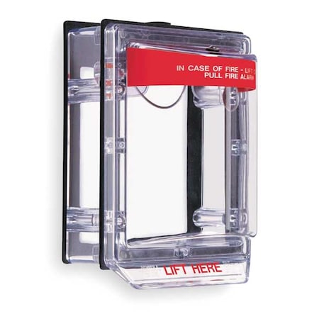 Pull Station Guard, Polycarbonate, Surface Mount, 7 1/4 in W x 10 1/4 in H x 5 1/2 in D, Clear