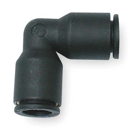 Push-Fit Elbow Fitting, 1/2 in Tube Size, Fiberglass-Reinforced Nylon, Black, 10 PK
