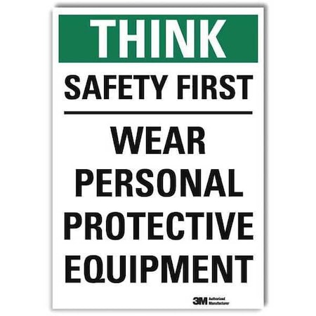Safety Decal, 10 in Height, 7 in Width, Reflective Sheeting, Horizontal Rectangle, English