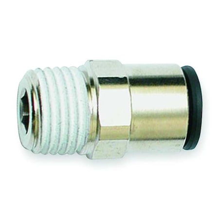 Push-Fit Adapter Fitting, 5/32 in or 4mm Tube Size, Brass, Silver, 10 PK