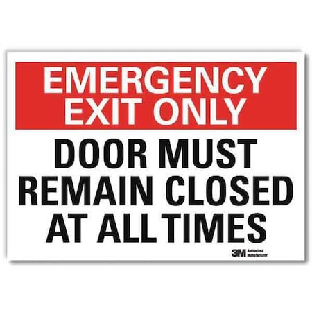Exit Sign, Vinyl, 10" W, 7" H, Red, White