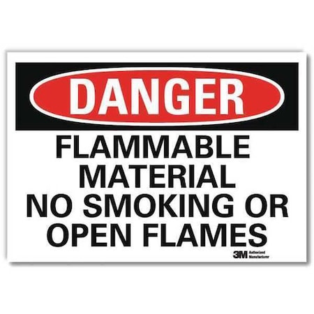 Danger No Smoking Sign, 5 in H, 7 in W, Reflective Sheeting, Horizontal Rectangle,U3-1496-RD_7X5