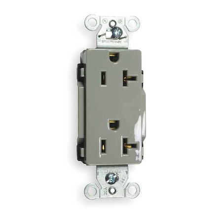 Straight Blade Receptacle, 5-20R, 20 A, 125V AC, 2 Pole, 3 Wire, Flush Mount, Grounded