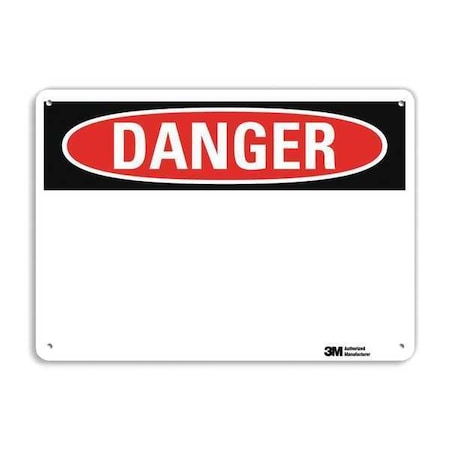 Danger Sign, 10" W, 7" H, English, Recycled Aluminum, White