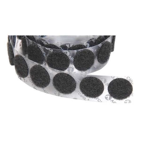 Reclosable Fastener, Disc, Acrylic Adhesive, 7/8 in, Black, 900 PK