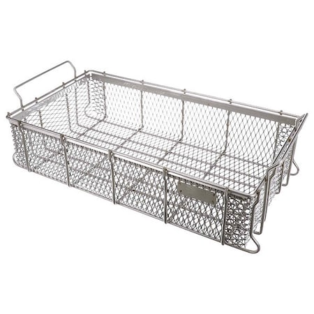 Rectangular Parts Washing Basket, 1/2" Mesh Size, Stainless Steel, Silver
