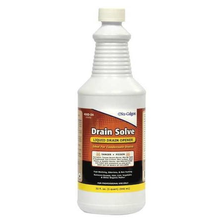 Liquid Drain Opener, Ready to Use, 32 oz Bottle, Unscented, NSF Rated, Clear
