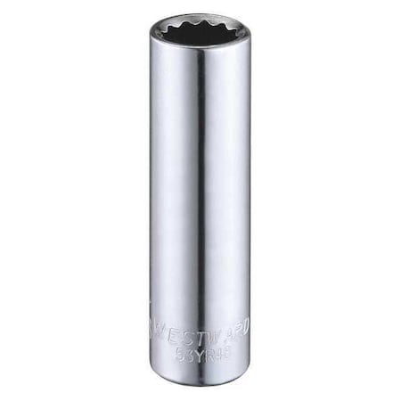 WESTWARD 1/4 in Drive, 3/8" Triple Square SAE Socket, 12 Points,  Steel, Chrome, 3/8 in